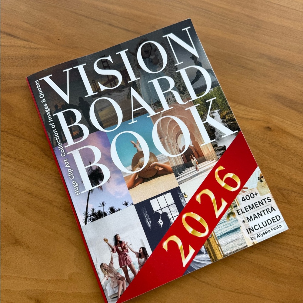 Vision Board Book 2026 - Red & White Cover